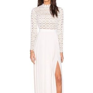 Self-Portrait Pleated Lace Crochet Maxi Dress NWT